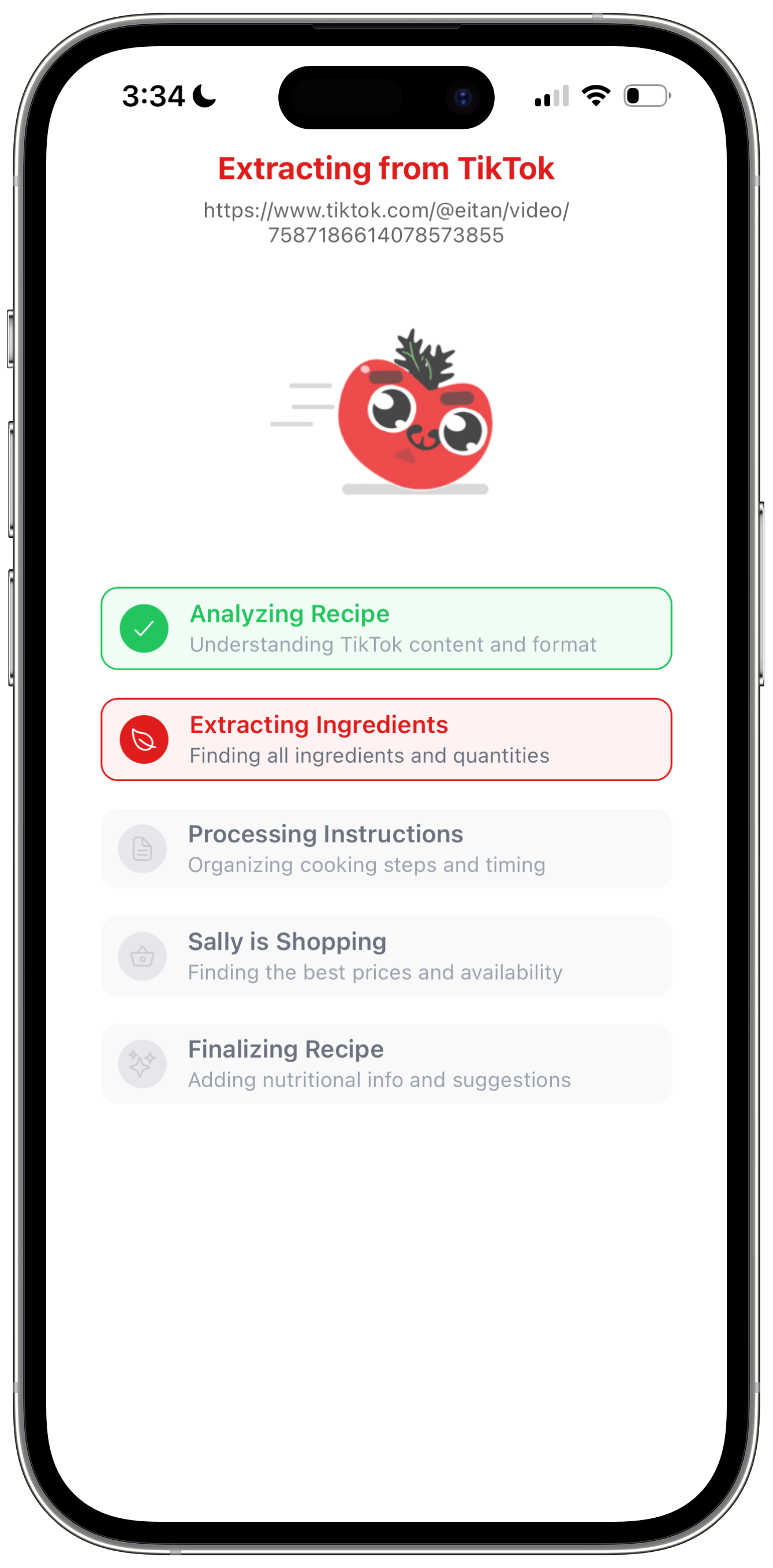 Extract recipes from TikTok